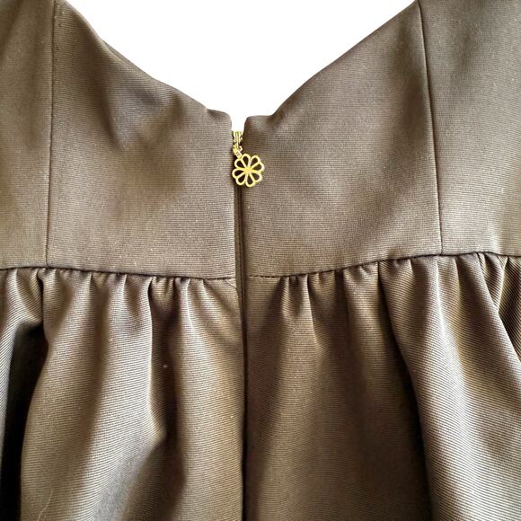 Kate Spade Beau Sweetheart Bow Empire Babydoll Puff Sleeve Black Mini Dress 4 - Picture 8 of 13